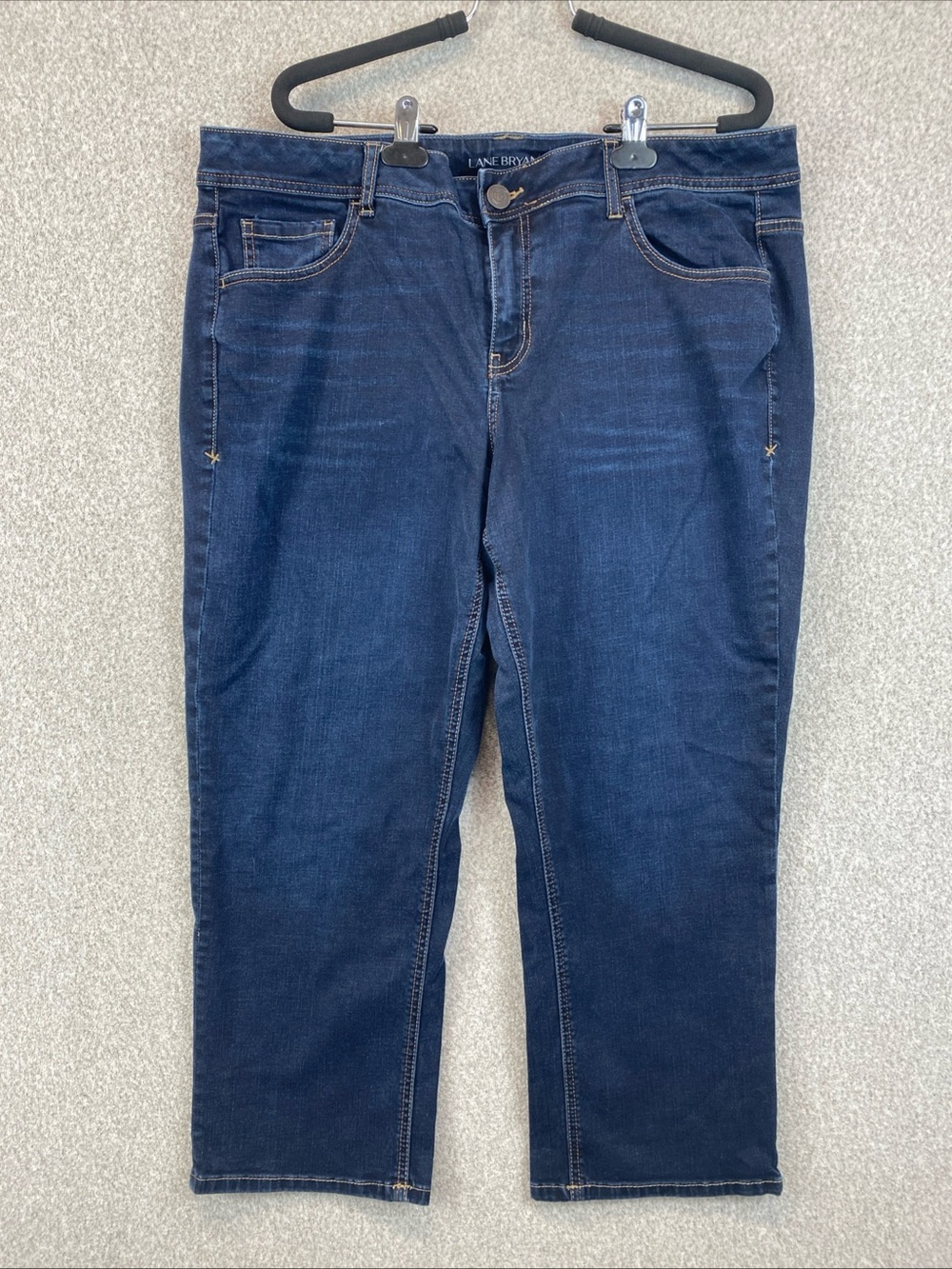 Lane Bryant Straight Genius Fit Womens Jeans Size 18 Dark Wash Mid Rise Stretchy